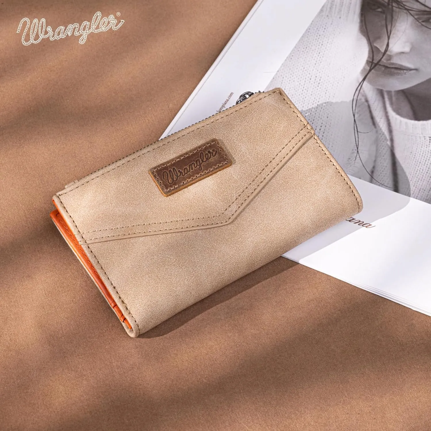 × Wrangler Small Wallet for Women Designer Bifold Wallet Women'S Wallets, Card Cases & Money Organizers, Beige