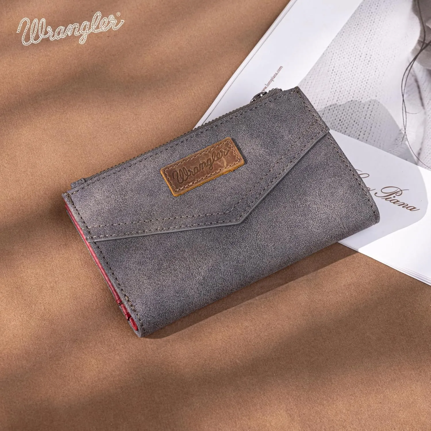 × Wrangler Small Wallet for Women Designer Bifold Wallet Women'S Wallets, Card Cases & Money Organizers, Gray