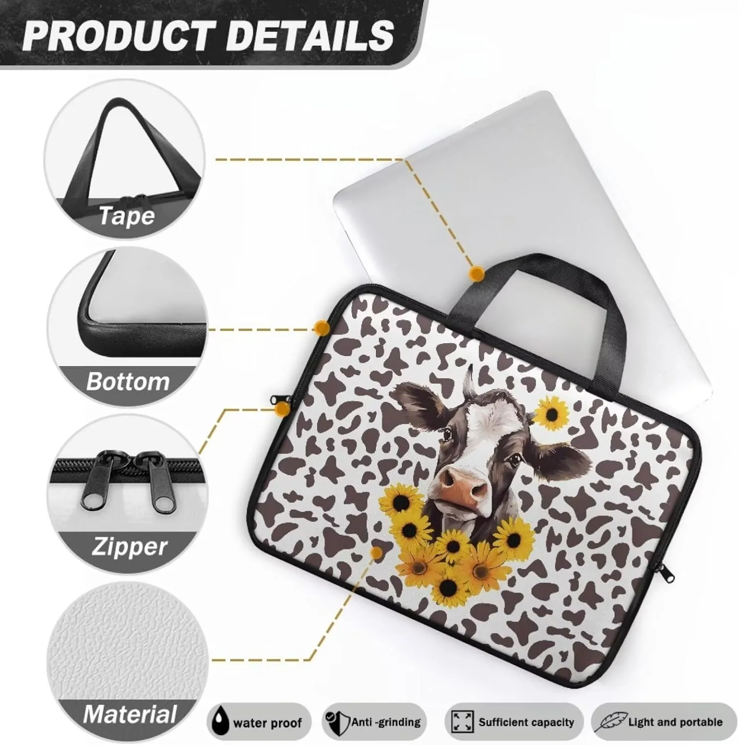 10-17 inch Laptop Bag Protective Laptop Sleeve Waterproof PU Leather Computer Carrying Bag