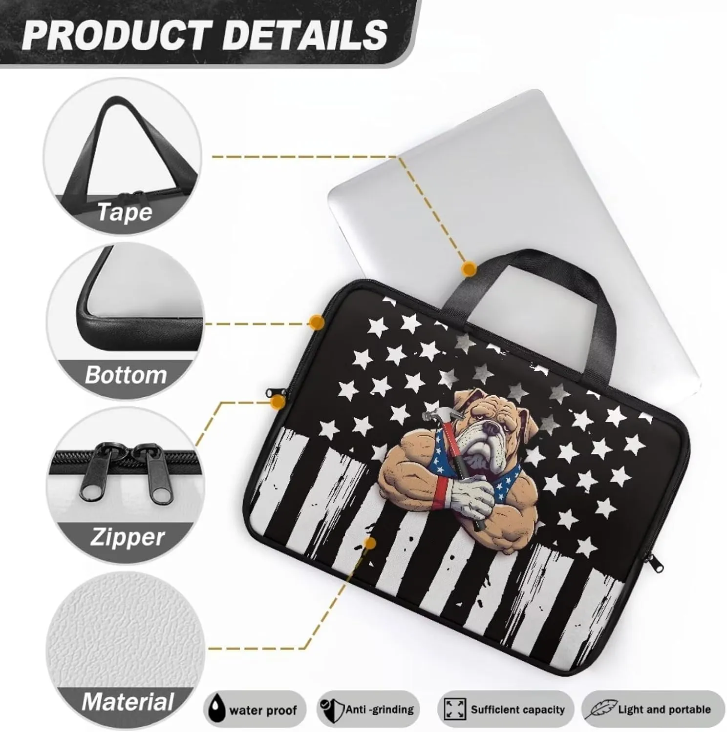 10-17 inch Laptop Bag Protective Laptop Sleeve Waterproof PU Leather Computer Carrying Bag