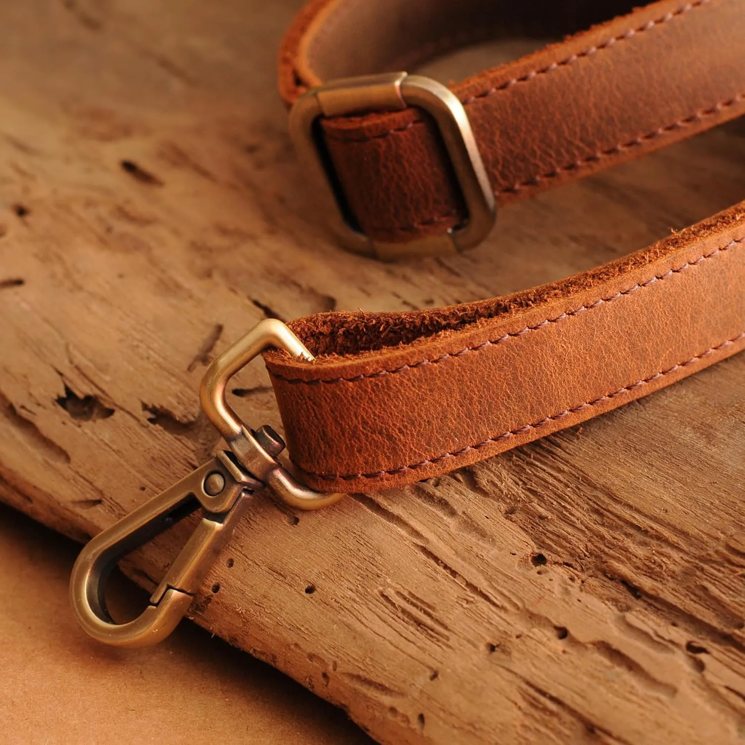 100% Genuine Leather Purse Strap with Swivel Clasps for Purse Handbags Laptop Cases, Adjustable Length, Handmade, Small, Dark Brown