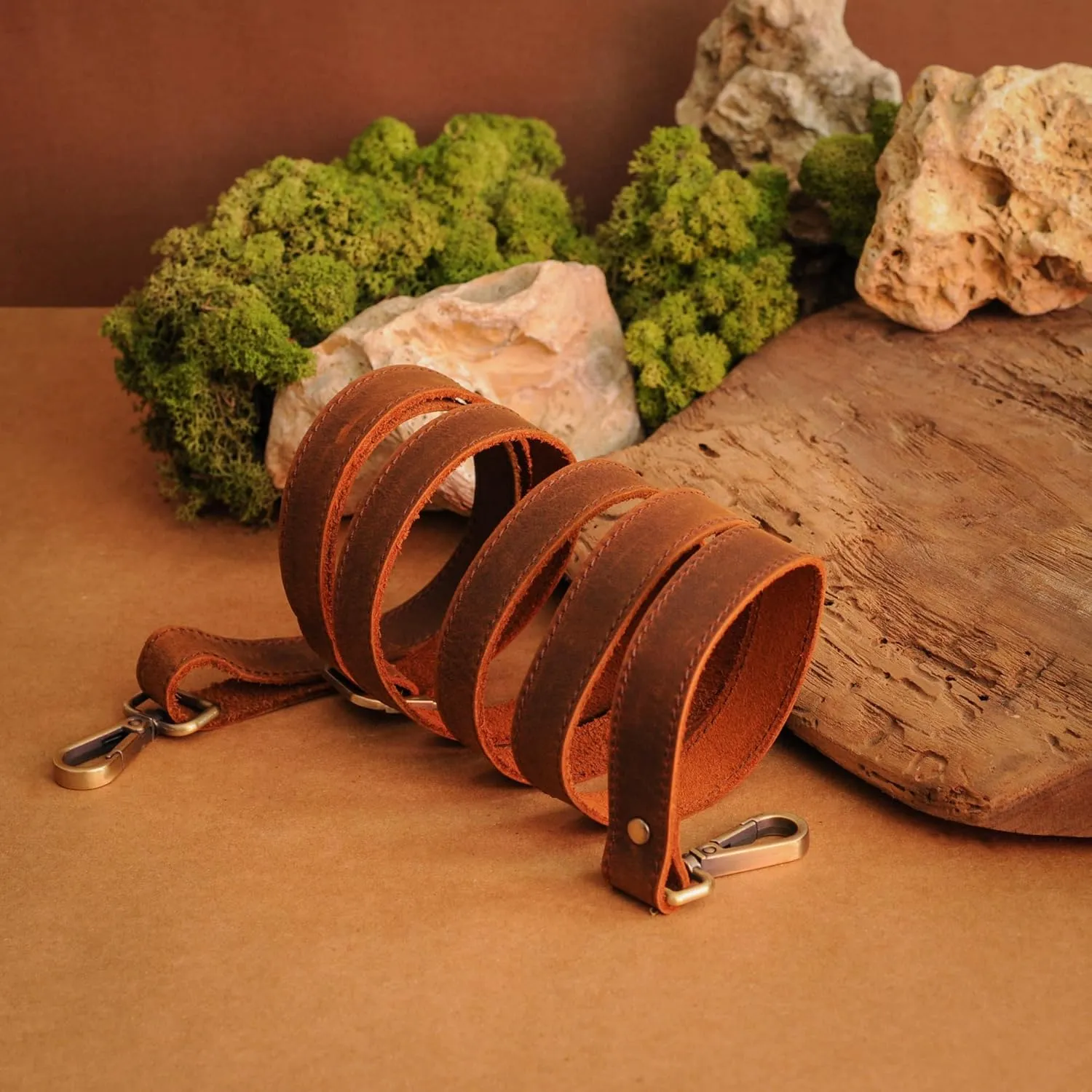 100% Genuine Leather Purse Strap with Swivel Clasps for Purse Handbags Laptop Cases, Adjustable Length, Handmade, Small, Dark Brown
