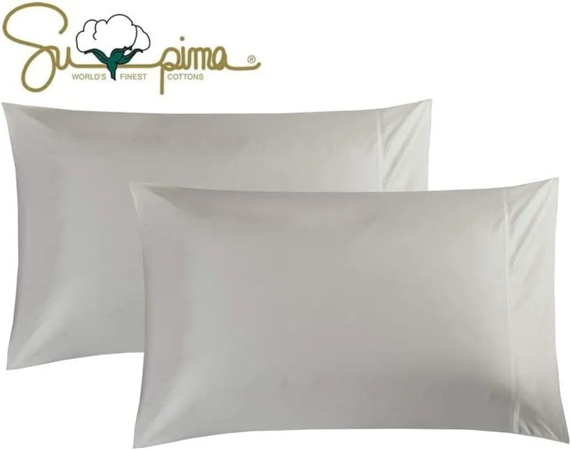 100% Supima Cotton 600 Thread Count King Pillowcase Set of 2, Luxury Hotel Pillow Cases,Soft & Silky Sateen Weave, Premium Quality Stardand Pillowcase 2 Pieces (Silver Light Grey, King)