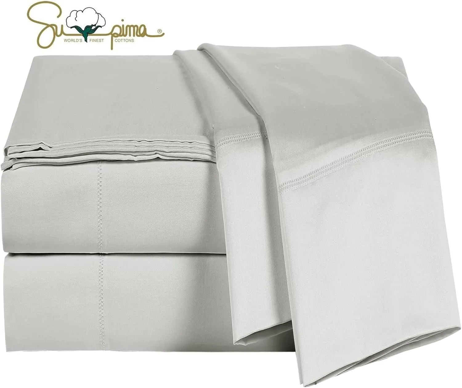 100% Supima Cotton 600 Thread Count King Pillowcase Set of 2, Luxury Hotel Pillow Cases,Soft & Silky Sateen Weave, Premium Quality Stardand Pillowcase 2 Pieces (Silver Light Grey, King)