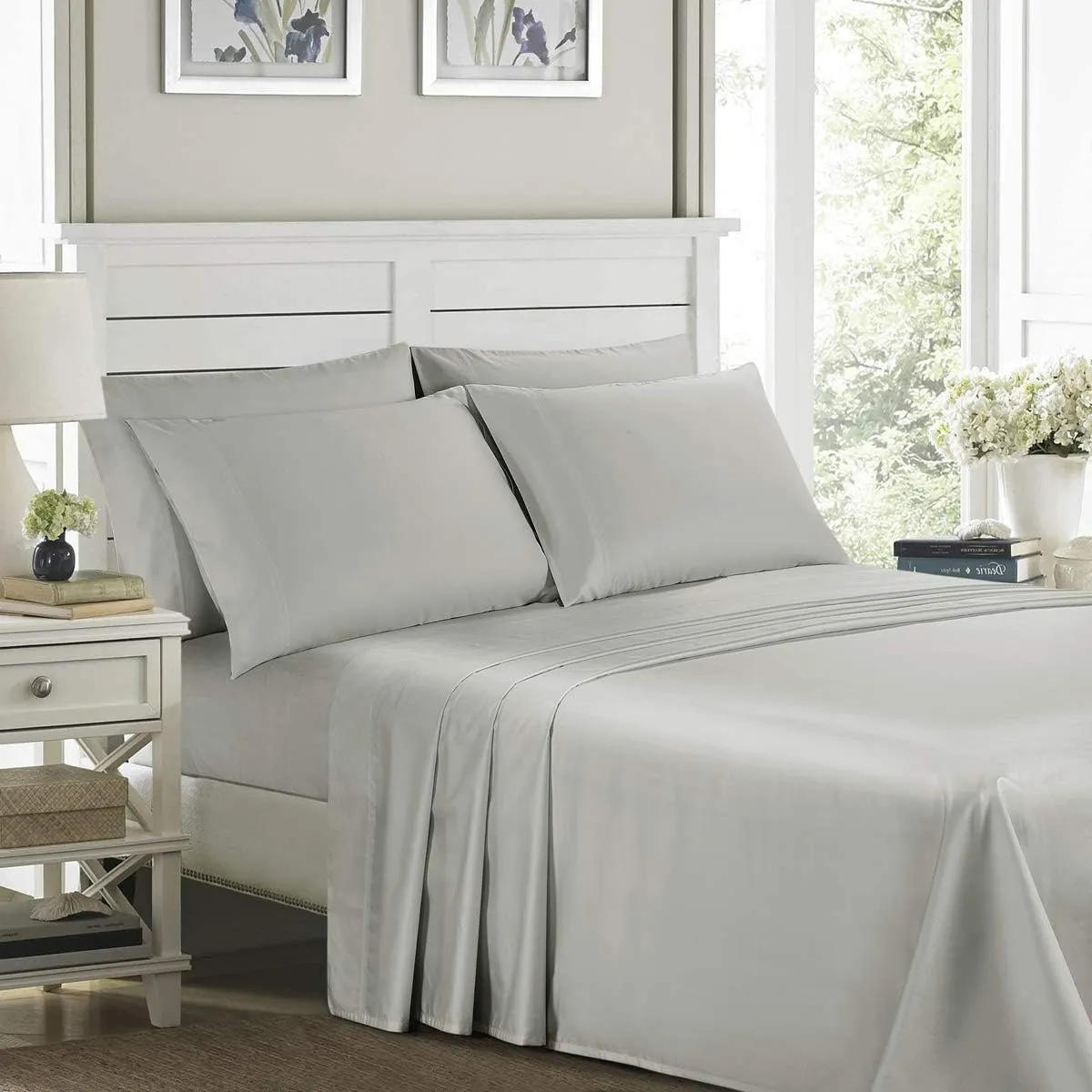 100% Supima Cotton 600 Thread Count King Pillowcase Set of 2, Luxury Hotel Pillow Cases,Soft & Silky Sateen Weave, Premium Quality Stardand Pillowcase 2 Pieces (Silver Light Grey, King)