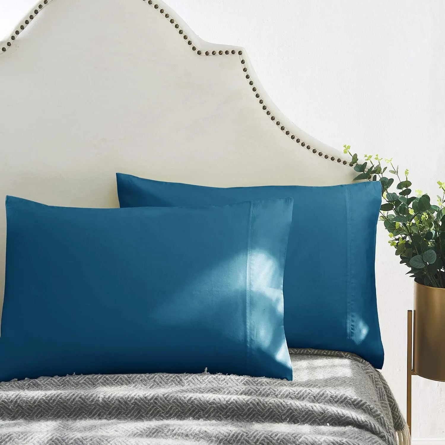 100% Supima Cotton 600 Thread Count King Pillowcases Set of 2, Luxury Hotel Pillow Cases