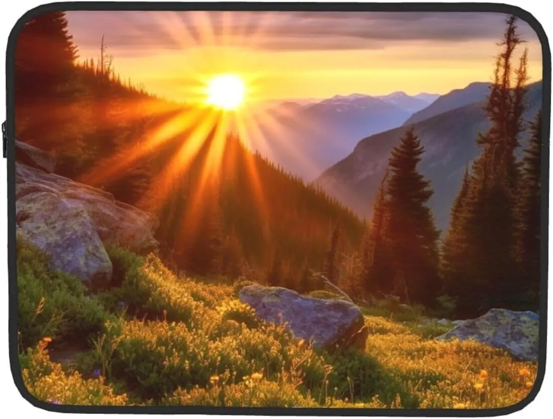 12 inch Laptop Sleeve Bag Rocky Mountain Sunset Sunshine Laptop Bag Shockproof Computer Carrying Cover Slim Briefcase Handbag