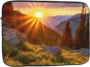 12 inch Laptop Sleeve Bag Rocky Mountain Sunset Sunshine Laptop Bag Shockproof Computer Carrying Cover Slim Briefcase Handbag