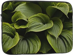 12 Inch Laptop Sleeve Bag Waterproof Shockproof Laptop Case Bag Moist Hosta Leaves Lightweight Tablet Carrying Case