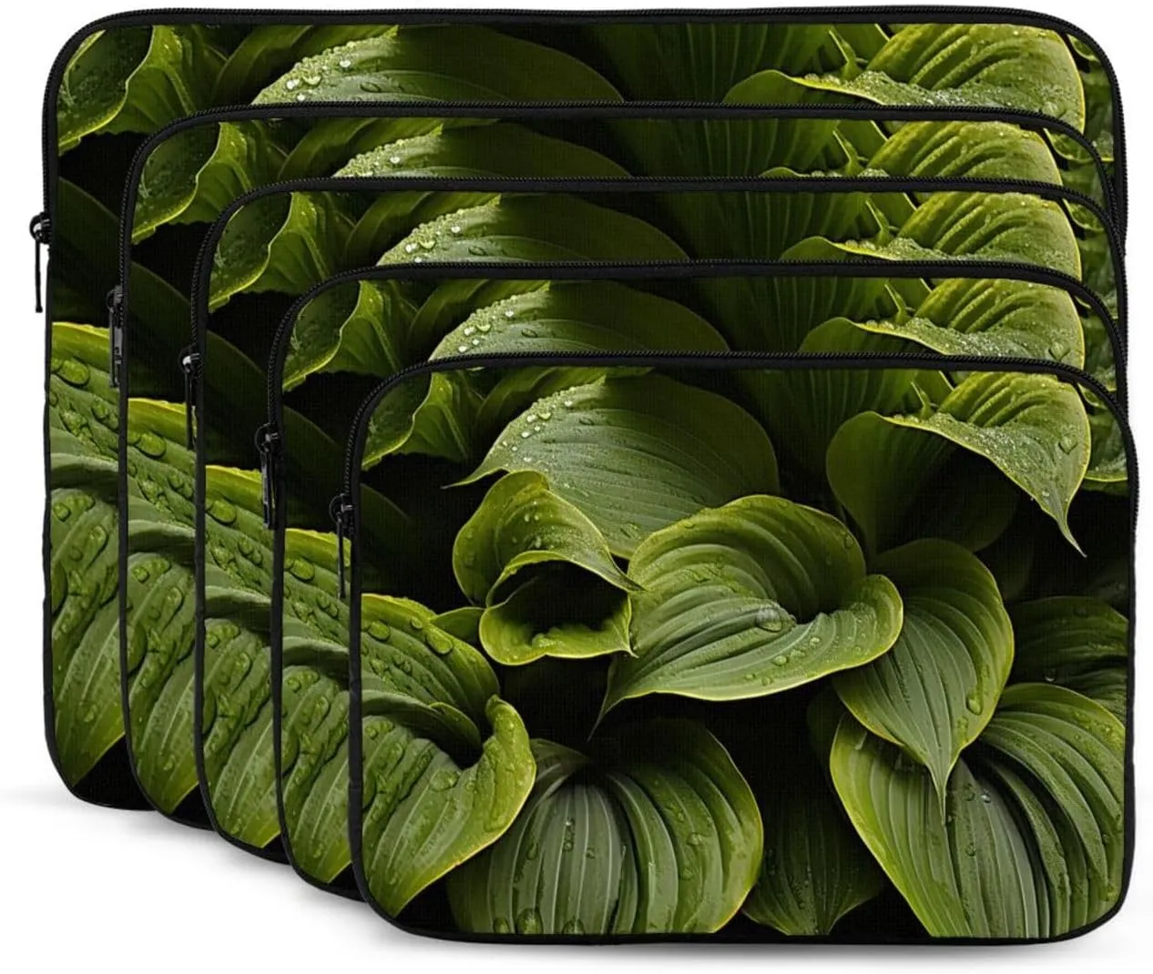 12 Inch Laptop Sleeve Bag Waterproof Shockproof Laptop Case Bag Moist Hosta Leaves Lightweight Tablet Carrying Case