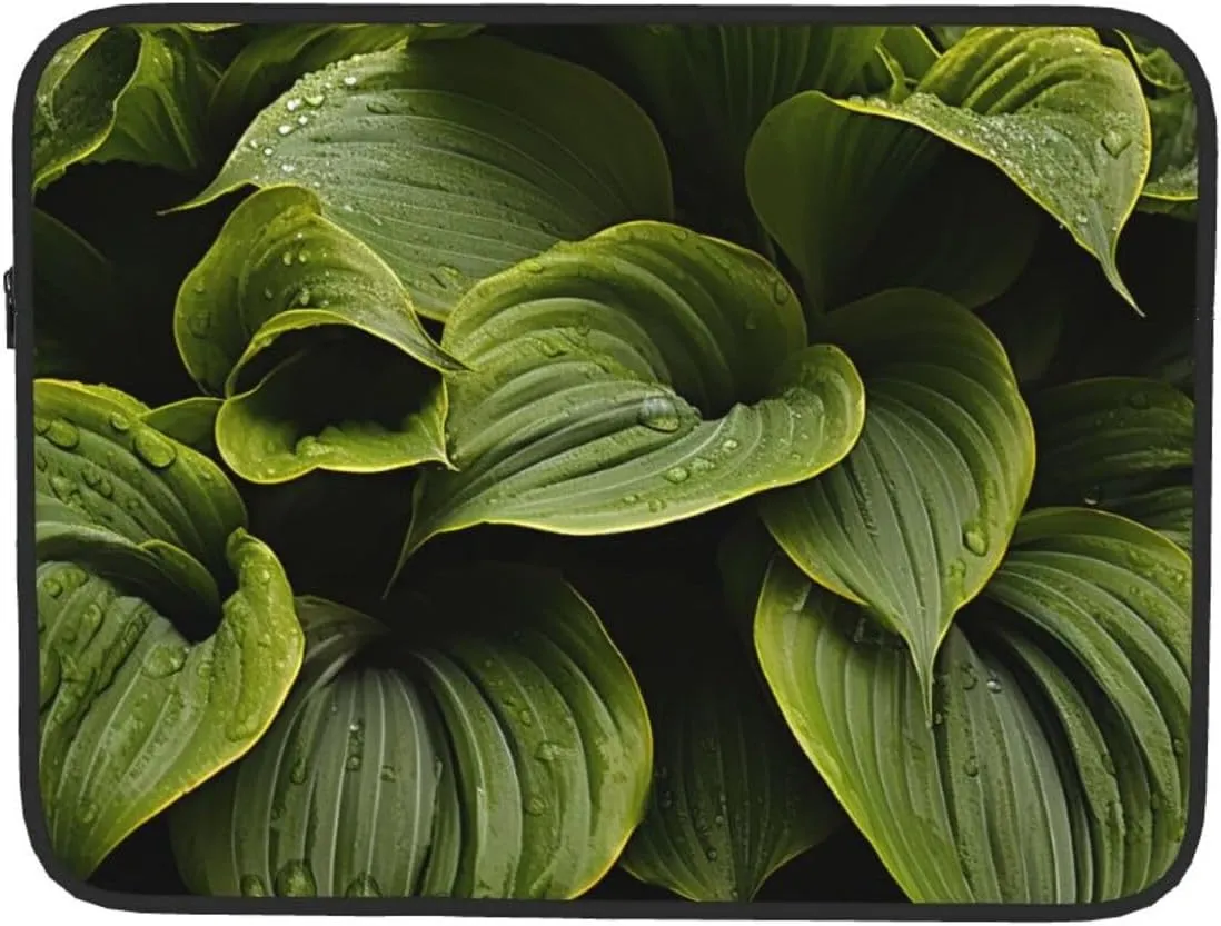 12 Inch Laptop Sleeve Bag Waterproof Shockproof Laptop Case Bag Moist Hosta Leaves Lightweight Tablet Carrying Case