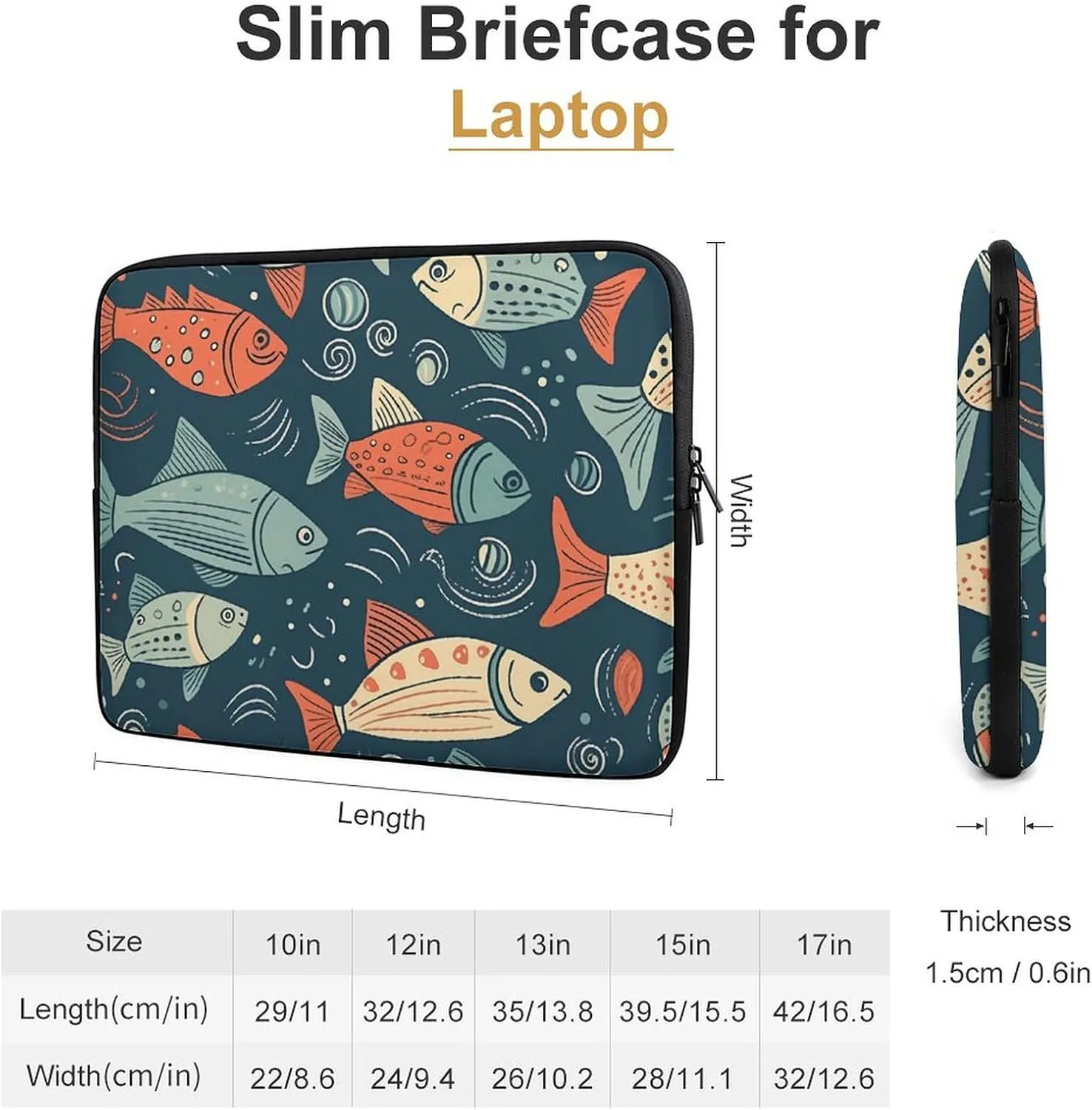 12inch Laptop Sleeve Bag Animation Style Fish Laptop Bag for Men Women Sleeve Water Resistant Computer Case Computer Carrying Bag