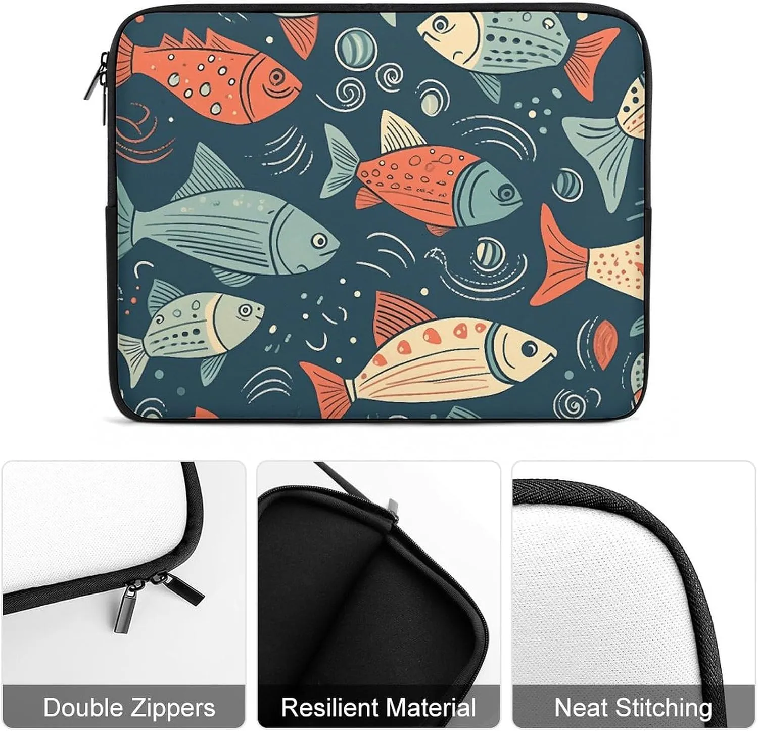 12inch Laptop Sleeve Bag Animation Style Fish Laptop Bag for Men Women Sleeve Water Resistant Computer Case Computer Carrying Bag