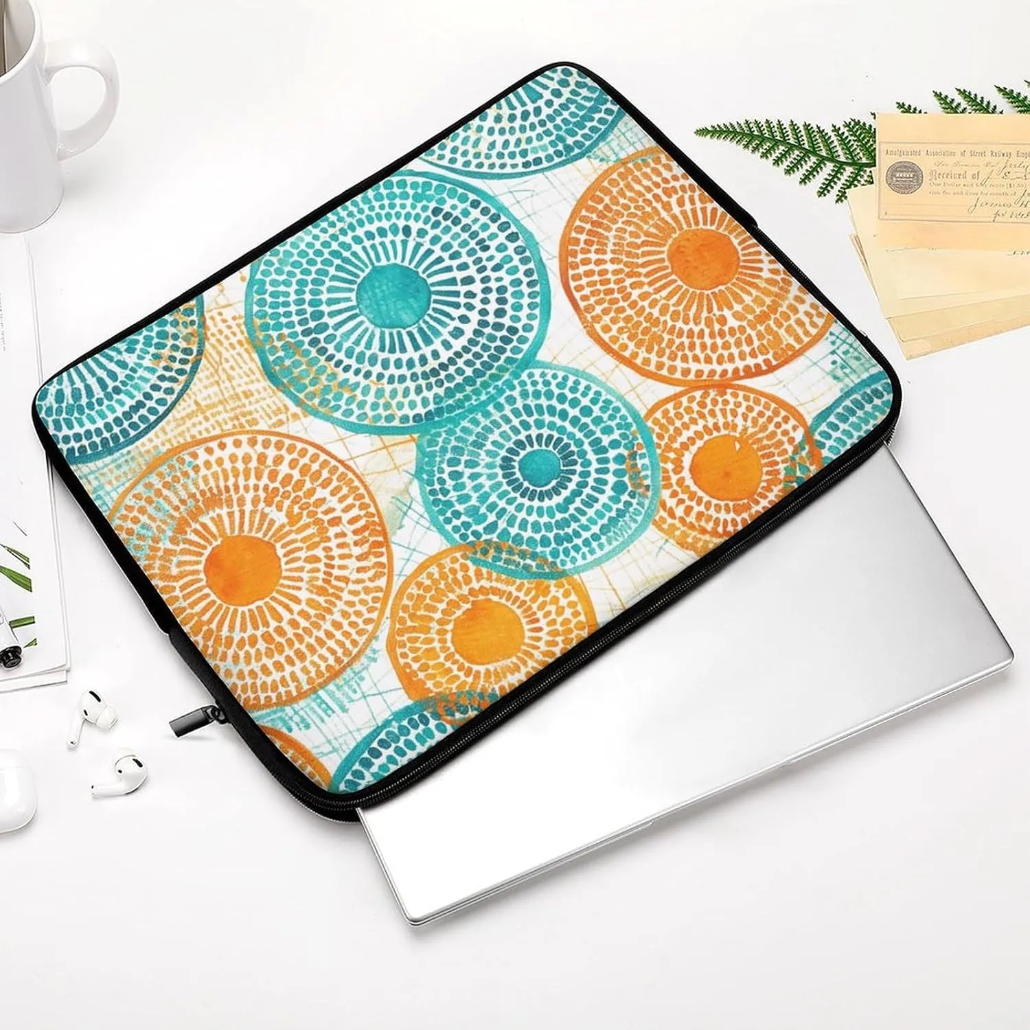 12inch Laptop Sleeve Bag Complex Pattern Circles Laptop Bag Shockproof Computer Carrying Cover Slim Briefcase Handbag