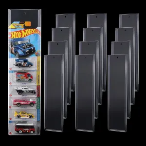 12Pcs Display Case Compatible with Hot-Wheels Match-Box Packaged Cars, Wall Display Case for Packaged Cars, Toy Car Storage Case Organizer Display Shelf Rack