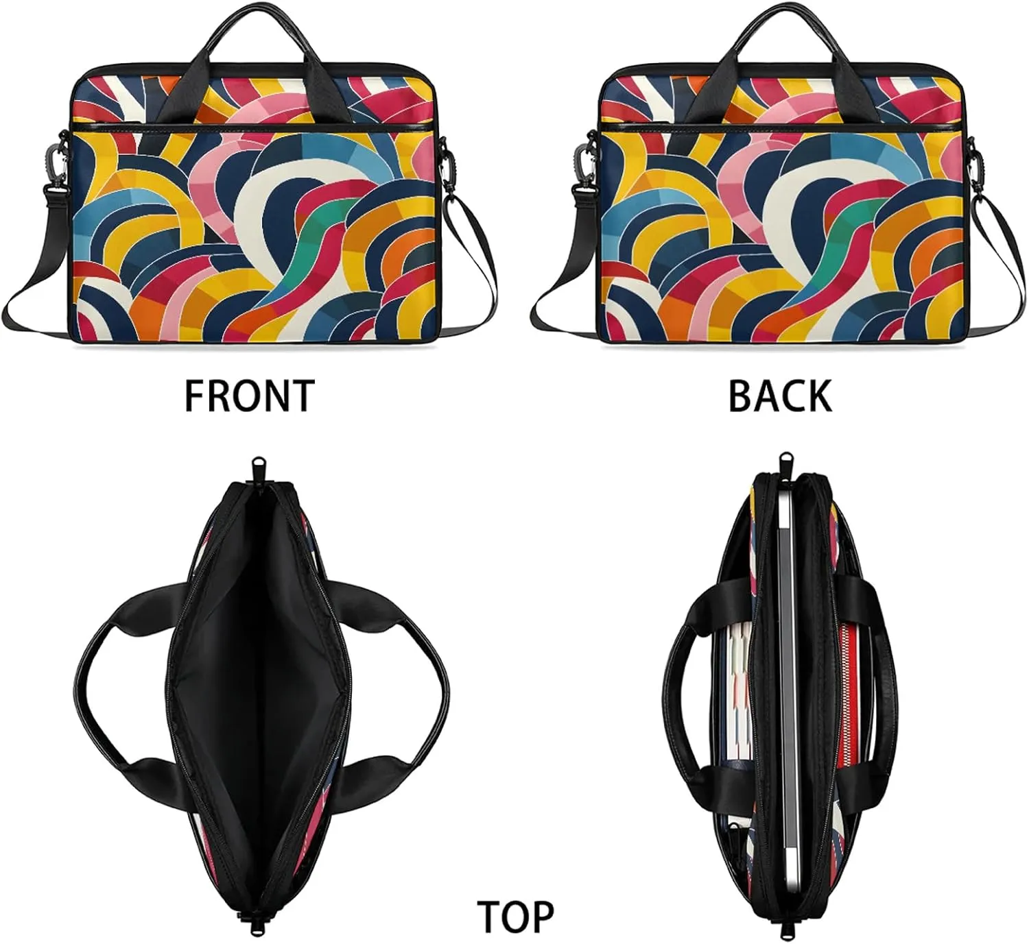 13-15 Inch Abstract Striped Handy Laptop Bag Colorful Striped Shoulder Laptop Bag For Work, School, Travel And More