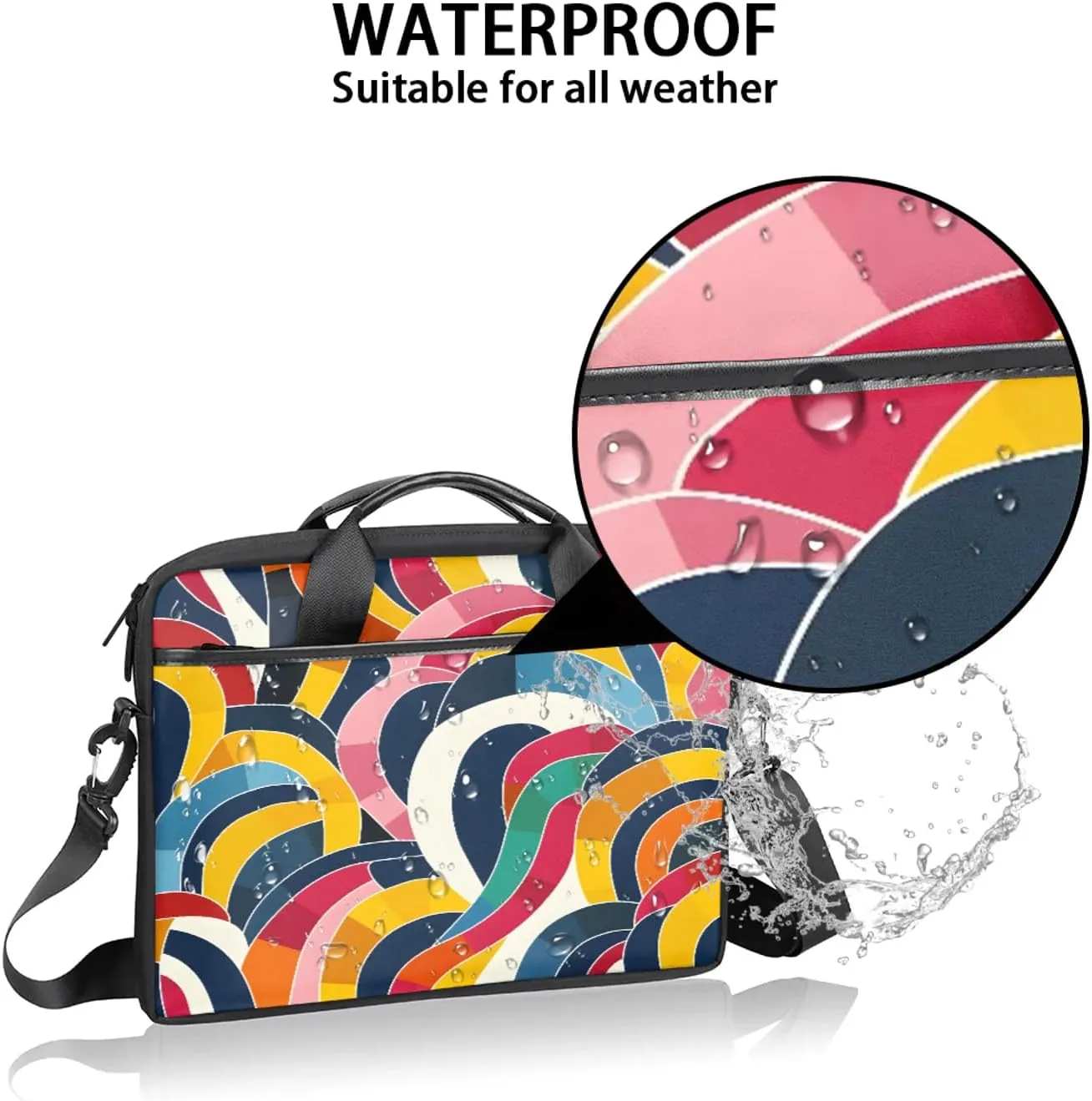 13-15 Inch Abstract Striped Handy Laptop Bag Colorful Striped Shoulder Laptop Bag For Work, School, Travel And More