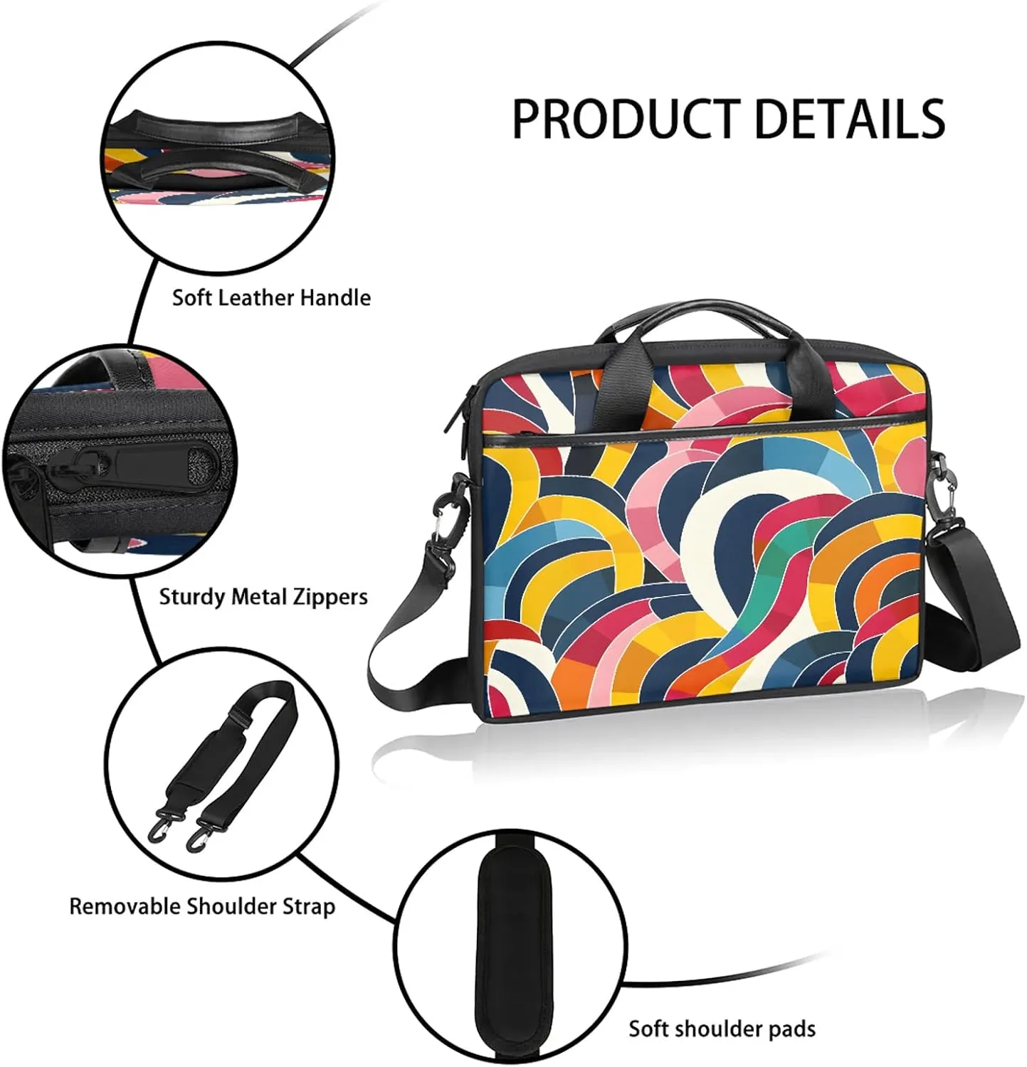 13-15 Inch Abstract Striped Handy Laptop Bag Colorful Striped Shoulder Laptop Bag For Work, School, Travel And More