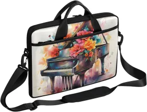 13-15 inch Flower Piano portable laptop bag Abstract Piano single shoulder laptop bag, suitable for work, travel, and other purposes
