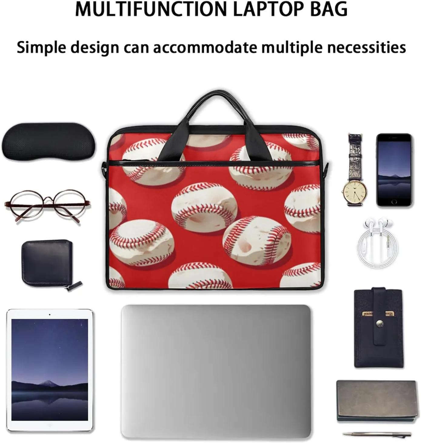 13-15 Inch Sports Baseball Handy Laptop Bag Sports Shoulder Laptop Bag For Work, School, Travel And More