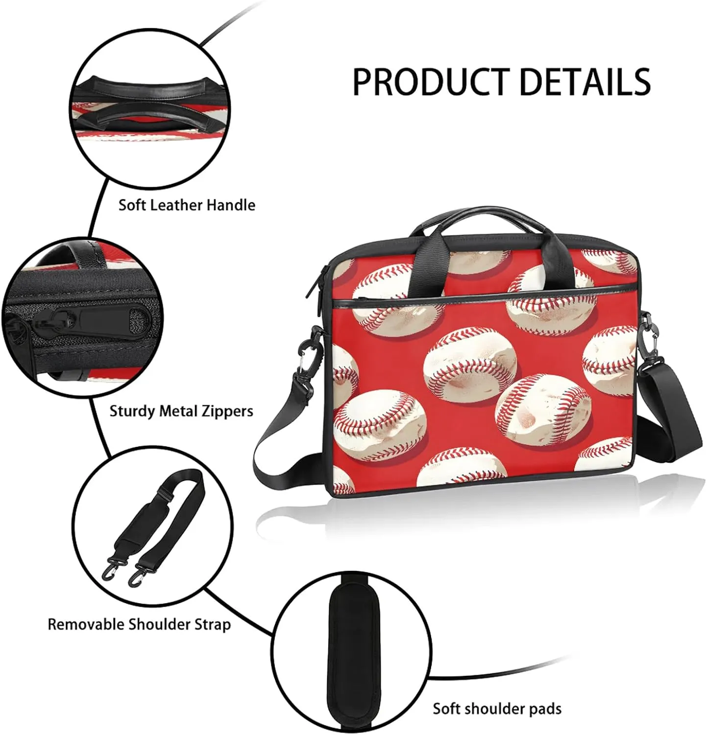 13-15 Inch Sports Baseball Handy Laptop Bag Sports Shoulder Laptop Bag For Work, School, Travel And More