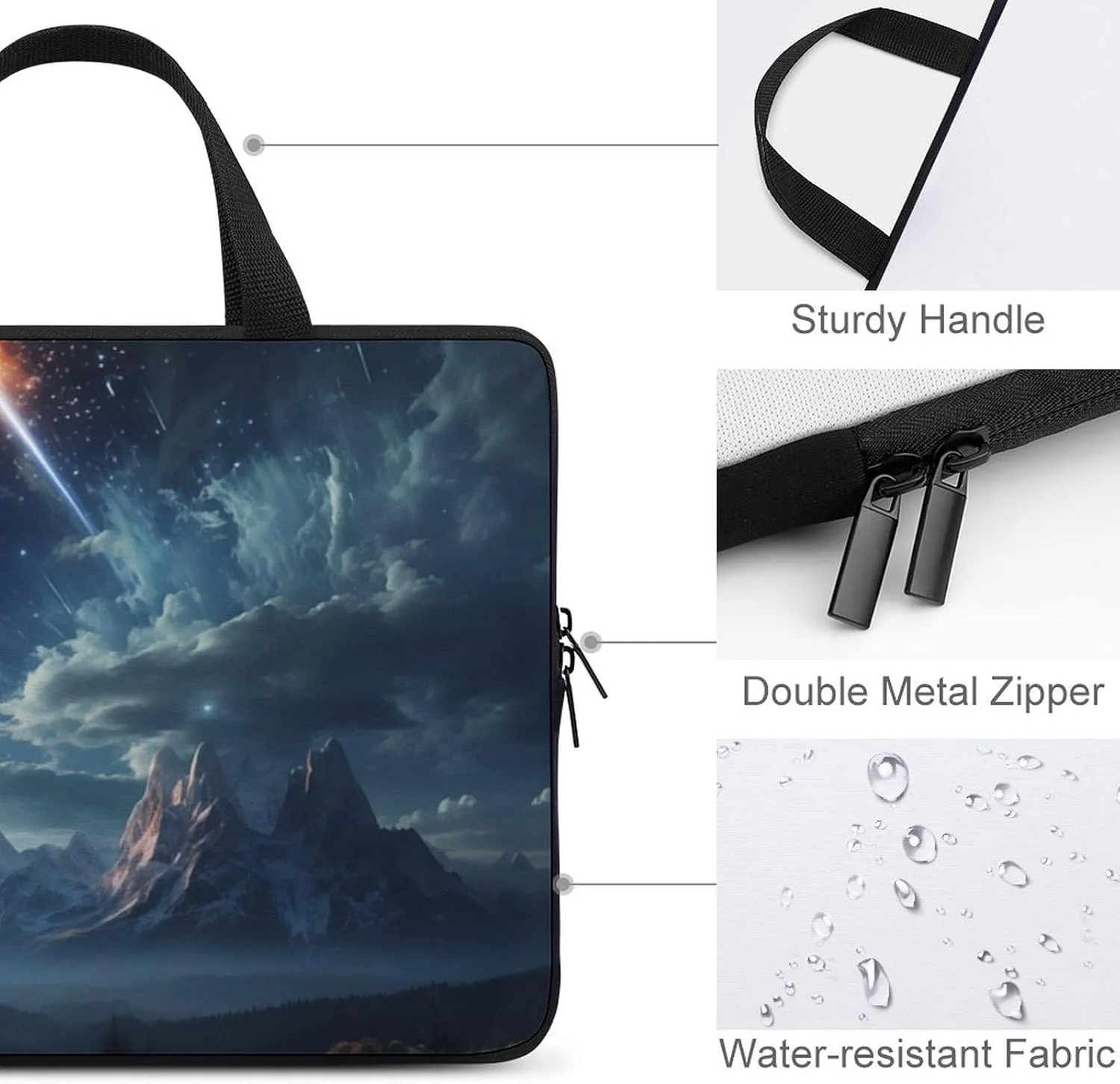 15 Inch Laptop Sleeve Meteor Mountain Laptop Case Protective Bag Portable Computer Carrying Cover