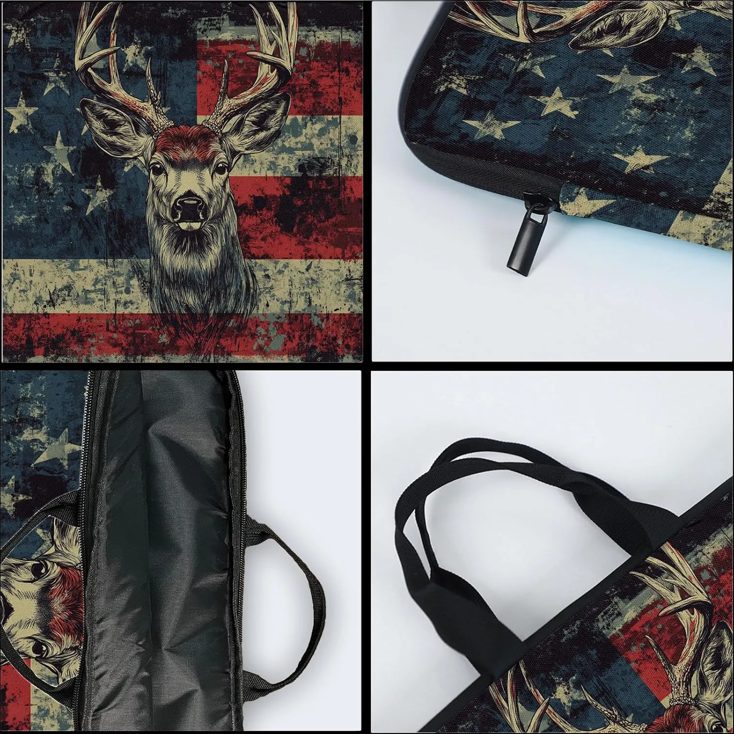 15-Inch Laptop Sleeve – Stylish, Lightweight, Shockproof, Water-Resistant Case for Lenovo, HP, Dell, Asus Notebooks - American Flag Deer