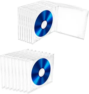 15 PCS Standard Single Clear CD Jewel Case, Plastic Dustproof Classic Design CD Cases, Compact CD DVD Cover with Assembled Transparent Tray for Protection & Replacement (Transparent, Style1)