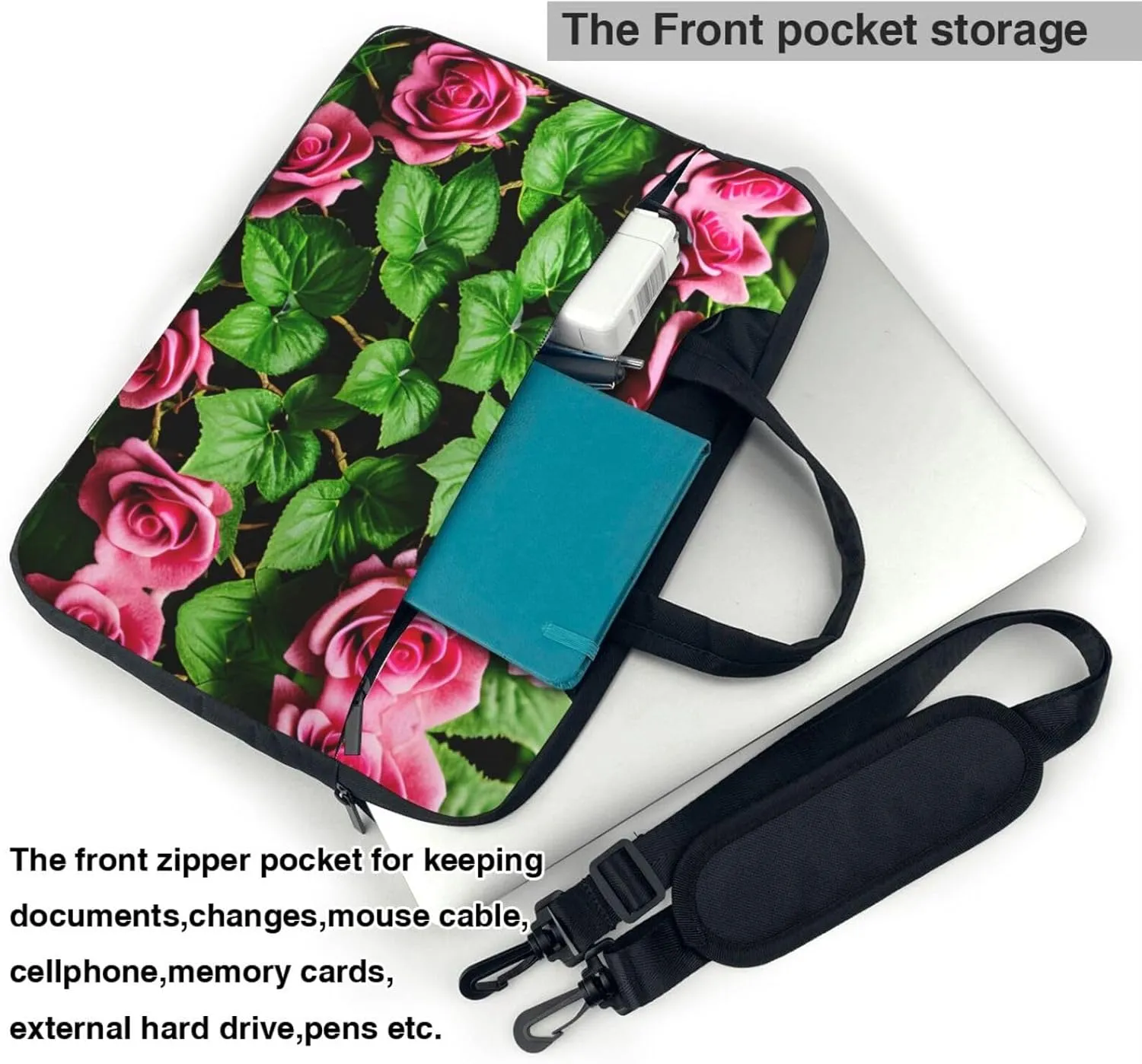 15.6 Inch Laptop Bag - Case with Soft Interior, Multiple Pockets - Ideal, Travel and Business Sugar and Skulls Style