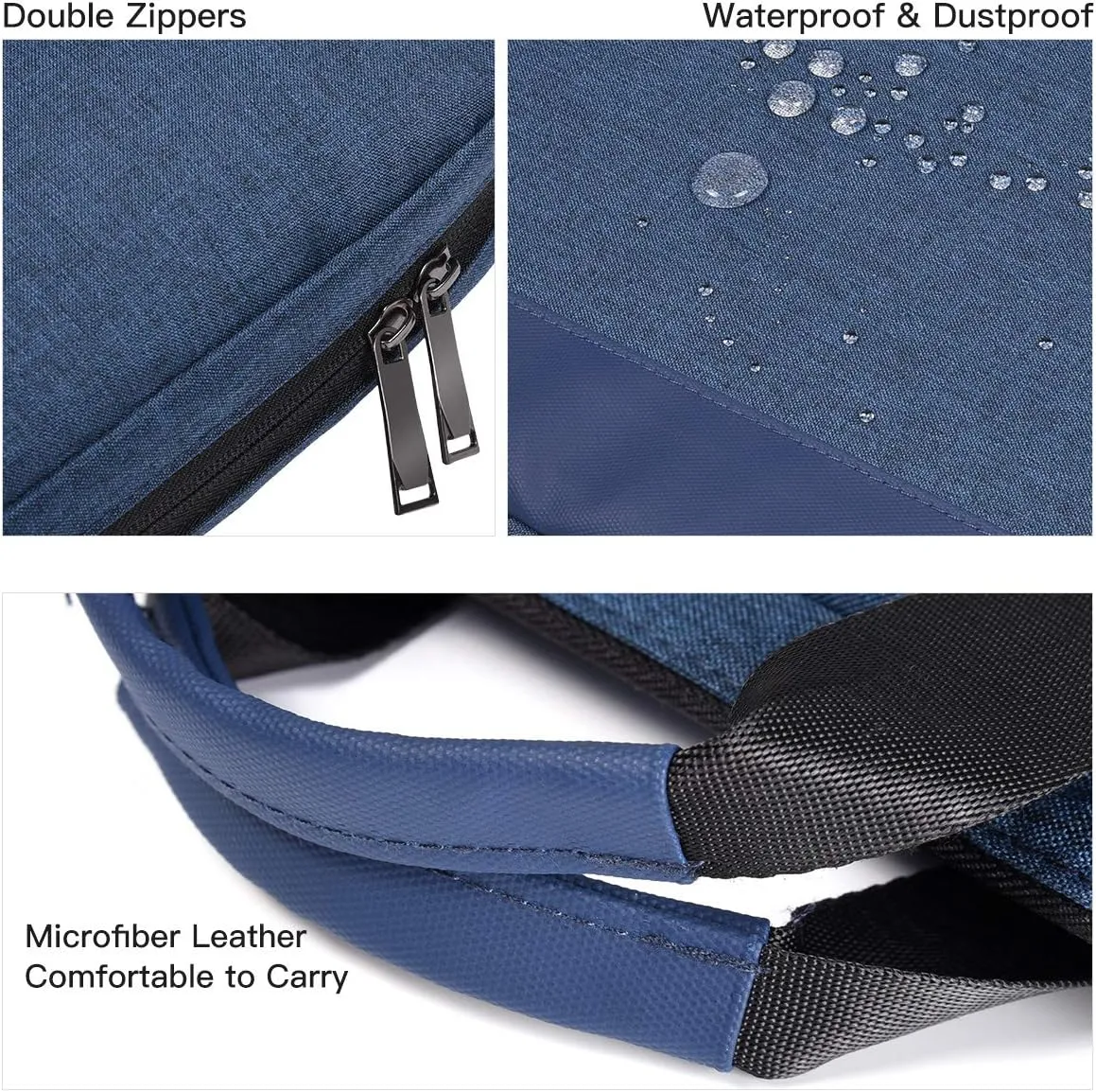 15.6 Inch Laptop Sleeve Bag, Waterproof Men Women TSA Case for Macbook Pro 16 M4 M3 M2 M1, Acer Aspire E15/Predator, Lenovo Ideapad 1 15.6, HP Envy/Victus 15.6, ASUS Dell Inspiron 15 Case, Navy Blue