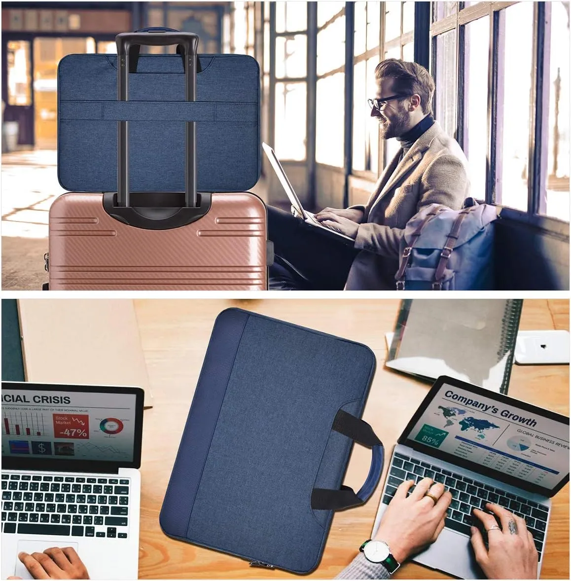 15.6 Inch Laptop Sleeve Bag, Waterproof Men Women TSA Case for Macbook Pro 16 M4 M3 M2 M1, Acer Aspire E15/Predator, Lenovo Ideapad 1 15.6, HP Envy/Victus 15.6, ASUS Dell Inspiron 15 Case, Navy Blue
