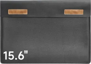 15.6" Waterproof Leather for Laptops and iPad Cases, Versatile PU LeatherPortable Monitor Sleeve Bag, Fits 13"-15.6" Monitor/Tablets - black
