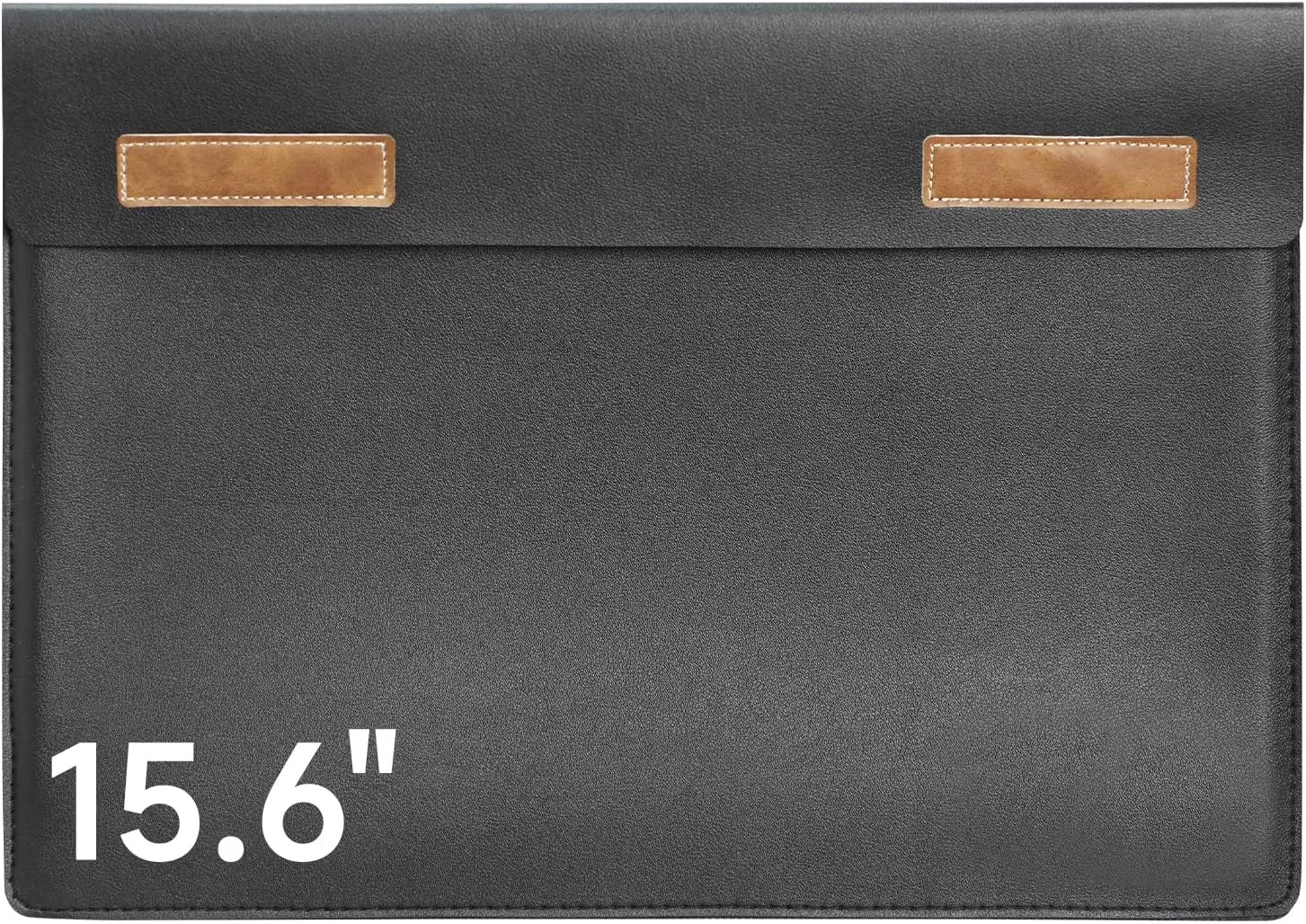 15.6" Waterproof Leather for Laptops and iPad Cases, Versatile PU LeatherPortable Monitor Sleeve Bag, Fits 13"-15.6" Monitor/Tablets - black