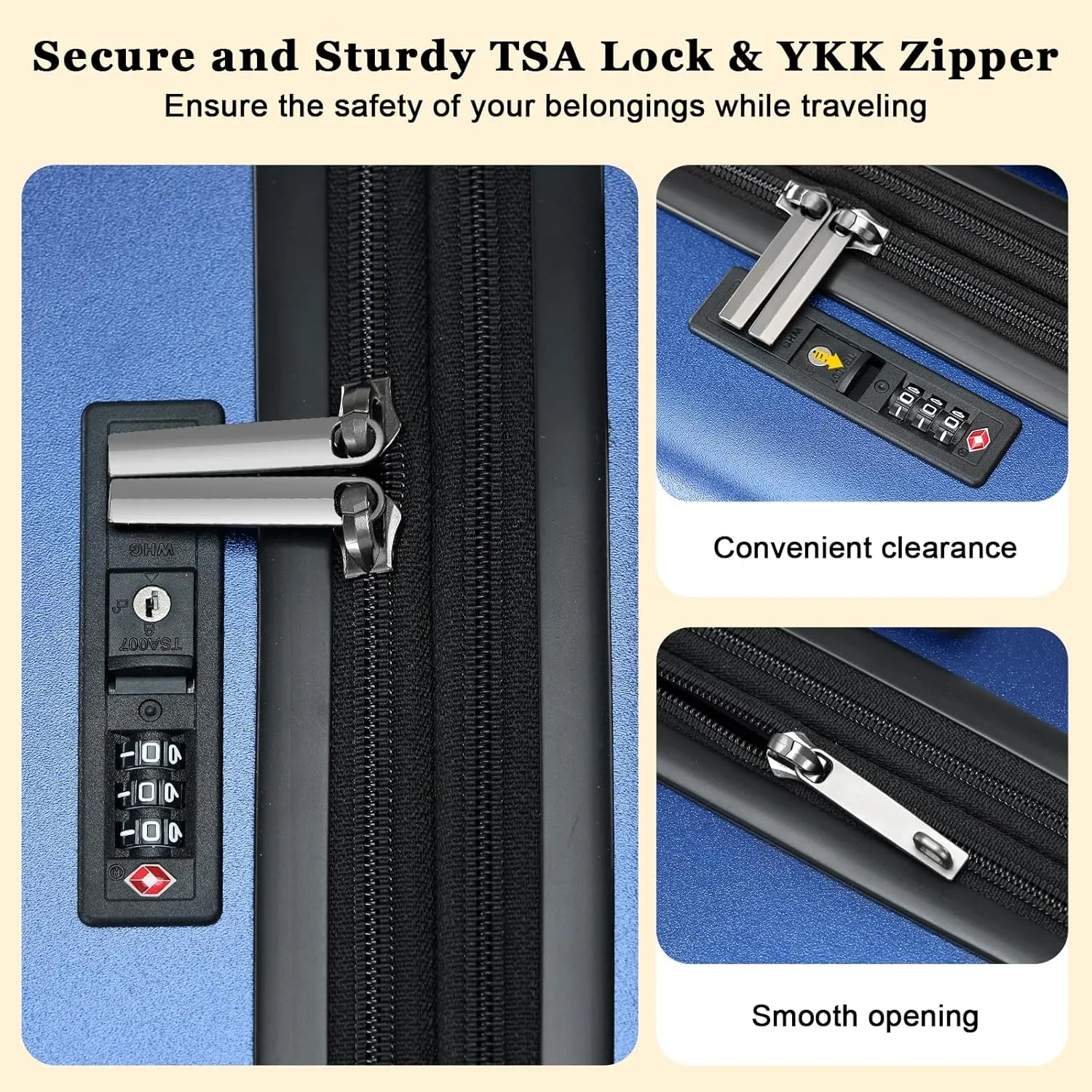 16 Inch Carry On Luggage Airline Approved, Expandable Lightweight ABS PC Hard Shell Suitcases with 360° Spinner Wheels, TSA Lock, YKK Zippers (Navy Blue, 1 PC)