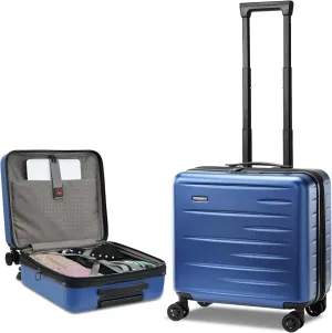 16 Inch Carry On Luggage Airline Approved, Expandable Lightweight ABS PC Hard Shell Suitcases with 360° Spinner Wheels, TSA Lock, YKK Zippers (Navy Blue, 1 PC)