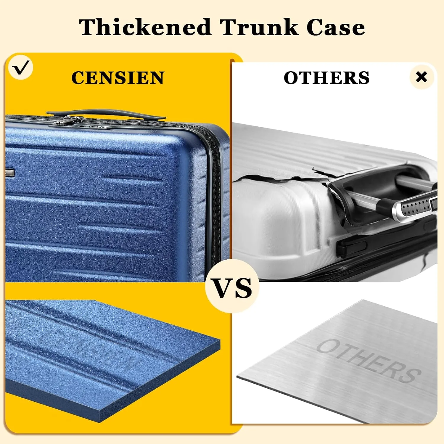 16 Inch Carry On Luggage Airline Approved, Expandable Lightweight ABS PC Hard Shell Suitcases with 360° Spinner Wheels, TSA Lock, YKK Zippers (Navy Blue, 1 PC)