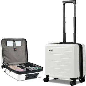16 Inch Carry On Luggage Airline Approved, Expandable Lightweight ABS PC Hard Shell Suitcases with 360° Spinner Wheels, TSA Lock, YKK Zippers (White, 1 PC)