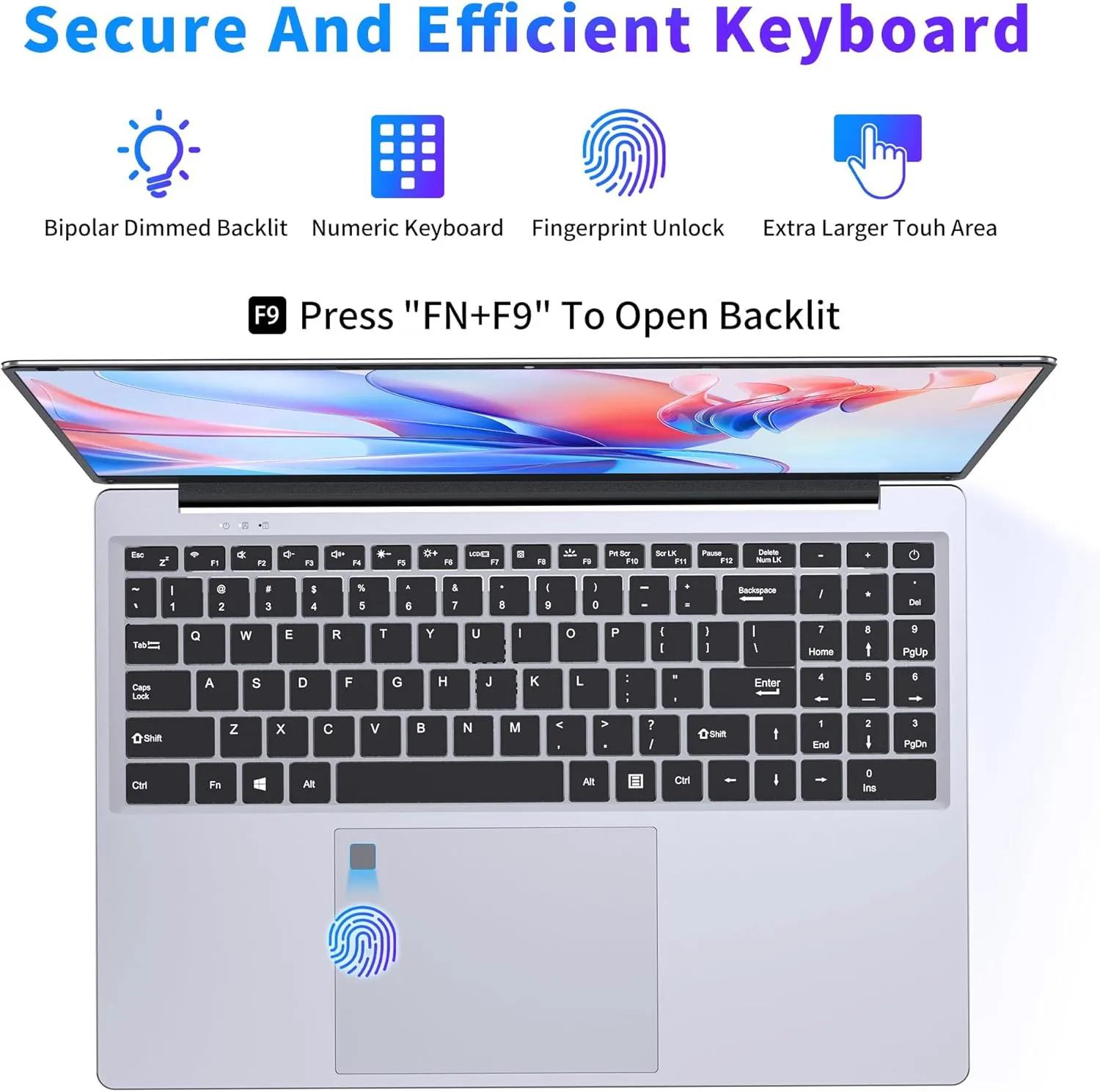 16 Inch Laptop Computer, Gaming Laptop, 16GB RAM 1TB SSD, N100 Processor, FHD 1920 * 1200, 180° Open, Backlit Keyboard, Windows 11 Pro, Fingerprint Unlock, UHD Graphics 750 MHz, Student