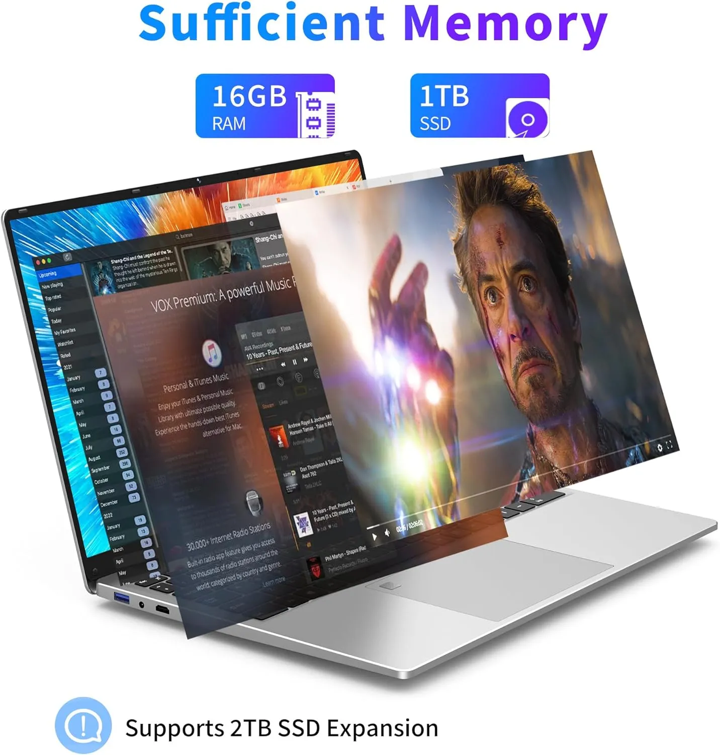 16 Inch Laptop Computer, Gaming Laptop, 16GB RAM 1TB SSD, N100 Processor, FHD 1920 * 1200, 180° Open, Backlit Keyboard, Windows 11 Pro, Fingerprint Unlock, UHD Graphics 750 MHz, Student