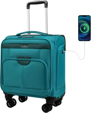 16 Inch Underseat Carry on Luggage With Wheels Softside Lightweight Compact Business Suitcases Travel Bag with Spinner Wheels Airline Approved Luggage for Short Trip,Green