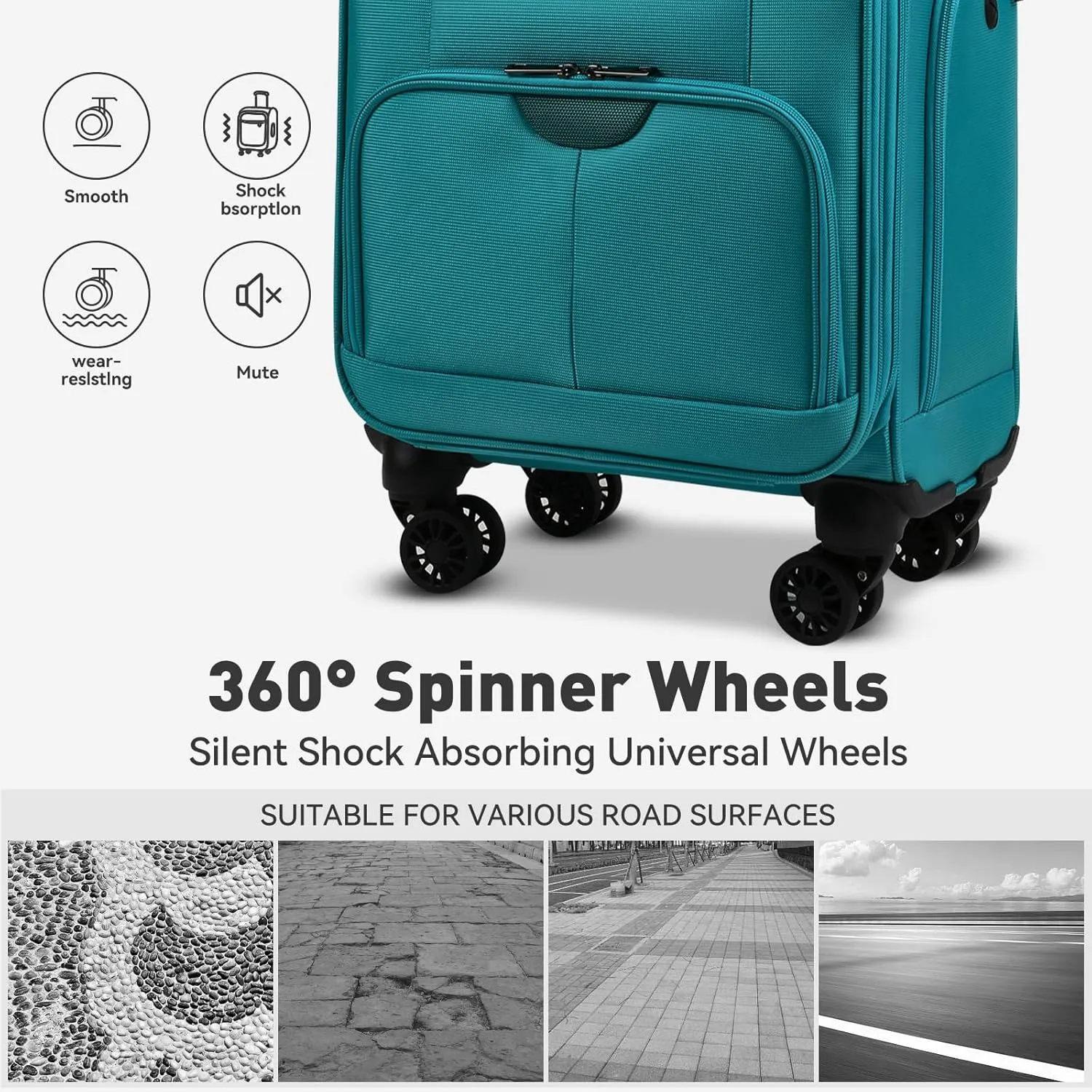 16 Inch Underseat Carry on Luggage With Wheels Softside Lightweight Compact Business Suitcases Travel Bag with Spinner Wheels Airline Approved Luggage for Short Trip,Green