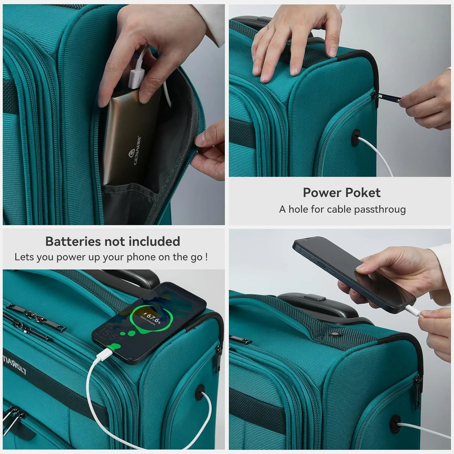 16 Inch Underseat Carry on Luggage With Wheels Softside Lightweight Compact Business Suitcases Travel Bag with Spinner Wheels Airline Approved Luggage for Short Trip,Green