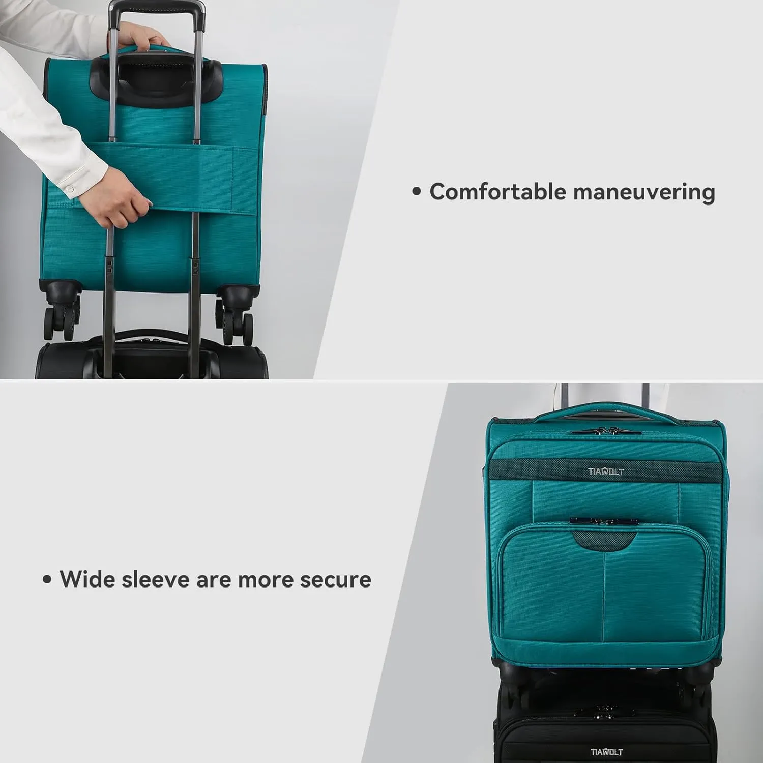 16 Inch Underseat Carry on Luggage With Wheels Softside Lightweight Compact Business Suitcases Travel Bag with Spinner Wheels Airline Approved Luggage for Short Trip,Green