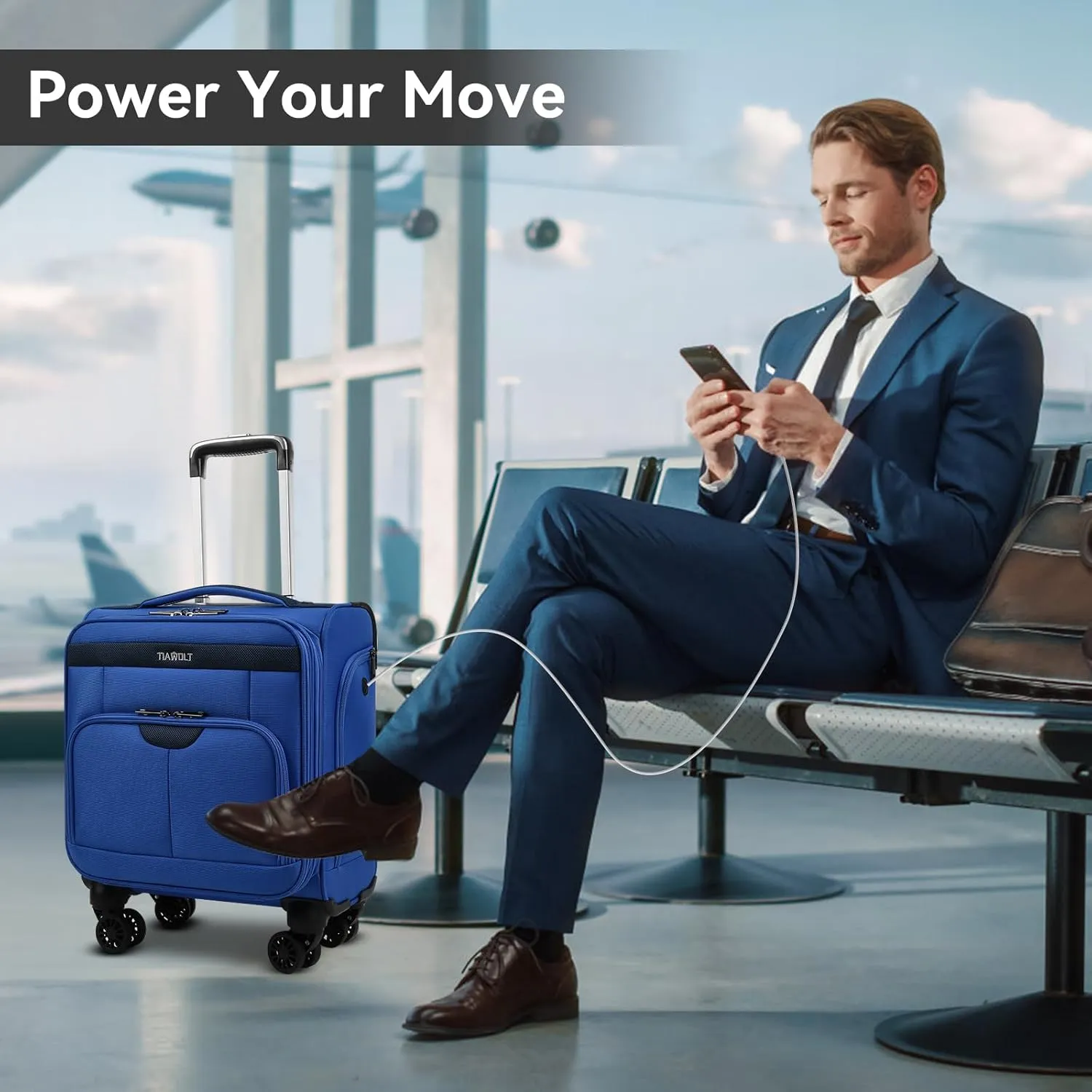 16 Inch Underseat Carry on Luggage With Wheels Weekender Overnight Business Travel Bag Suit cases Mini Suitcases with Wheels Under Seat Bag for Airlines,Blue