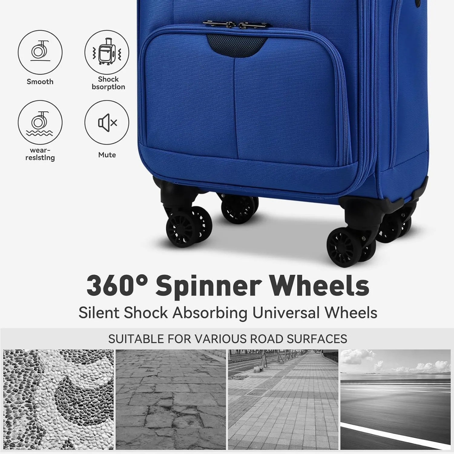16 Inch Underseat Carry on Luggage With Wheels Weekender Overnight Business Travel Bag Suit cases Mini Suitcases with Wheels Under Seat Bag for Airlines,Blue
