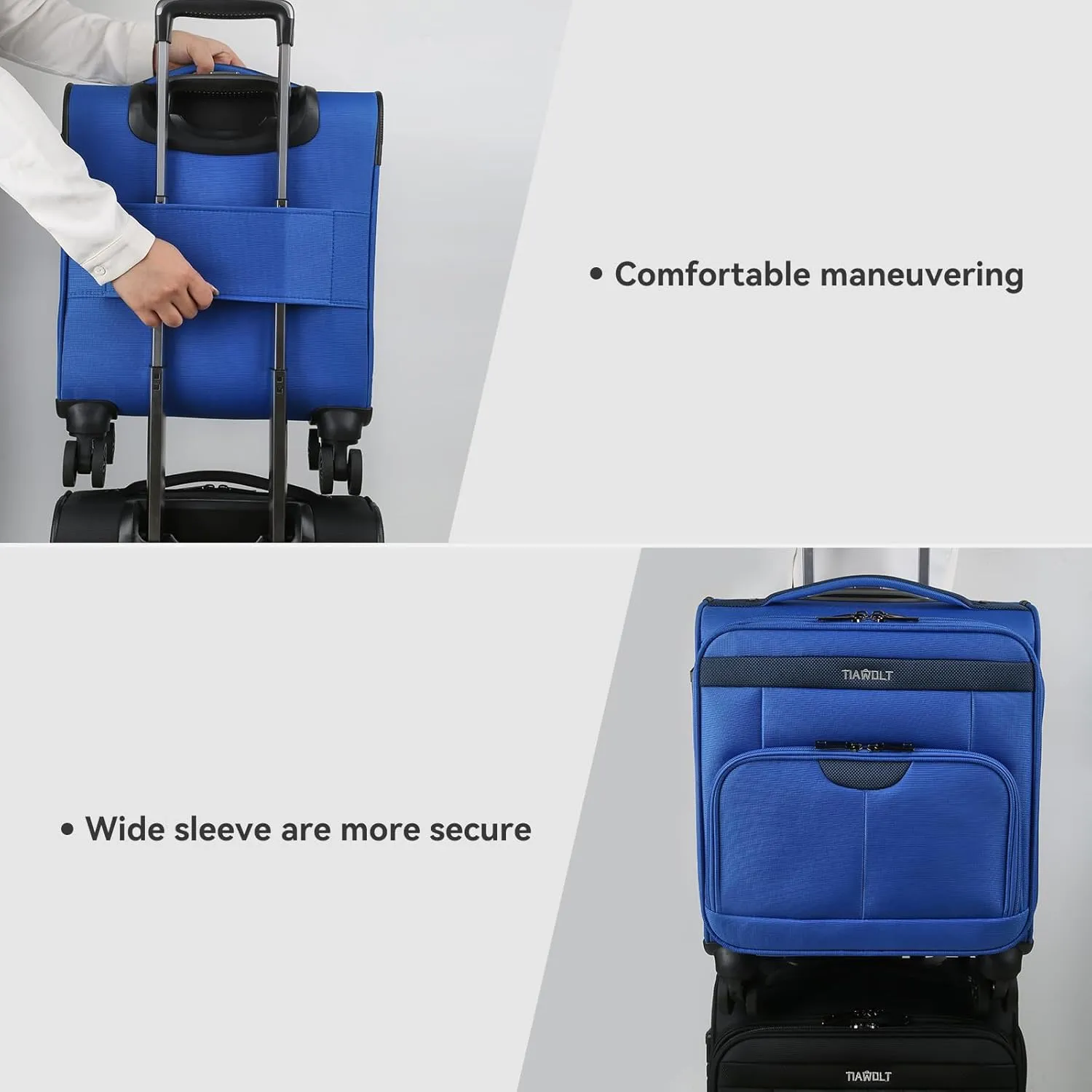 16 Inch Underseat Carry on Luggage With Wheels Weekender Overnight Business Travel Bag Suit cases Mini Suitcases with Wheels Under Seat Bag for Airlines,Blue