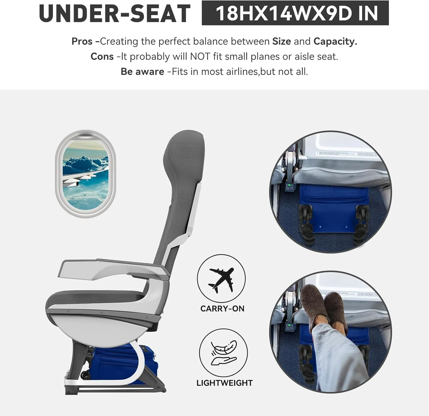 16 Inch Underseat Carry on Luggage With Wheels Weekender Overnight Business Travel Bag Suit cases Mini Suitcases with Wheels Under Seat Bag for Airlines,Blue