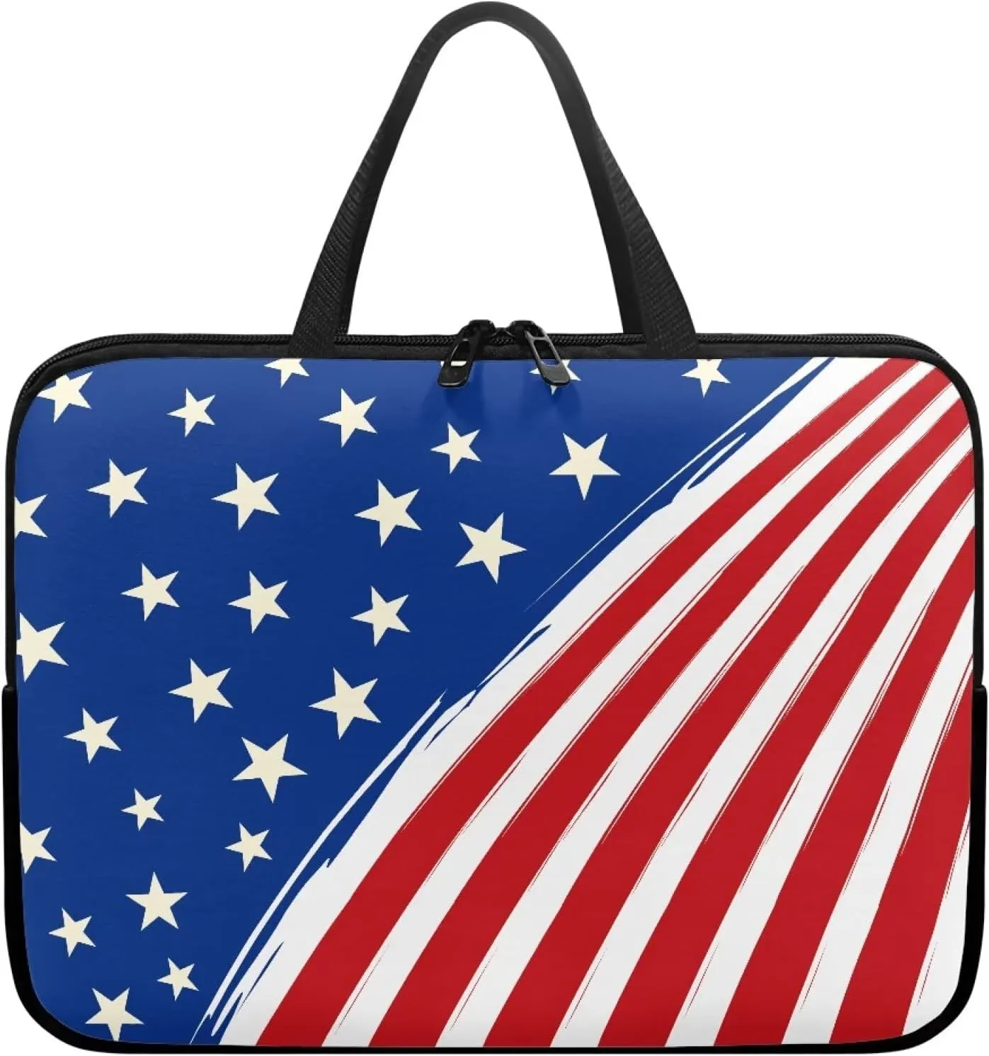 17 Inch American Flag Laptop Sleeve, Red White and Blue Laptop Cover Computer Bag Tablet Carrying Case, Zipper Tote Bags Notebook Sleeves Independence Day Gifts for Men Women