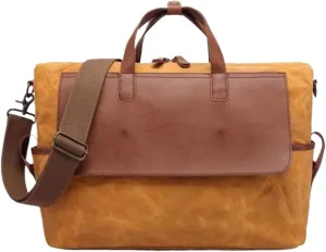 17" Laptop Handbag Travel Duffle Retro Canvas Weekend Overnight Carry On Shoulder Tote Holdall(Yellow)