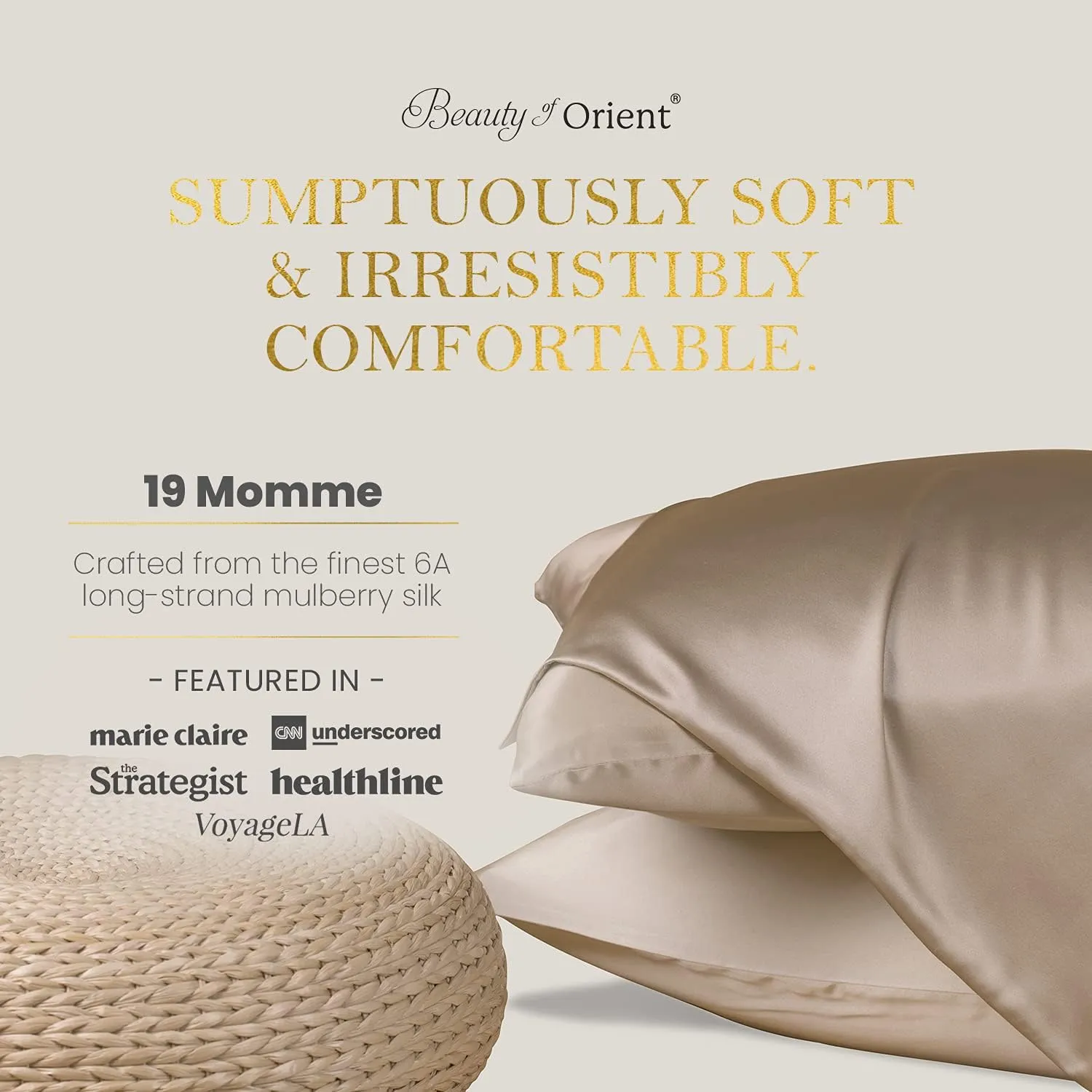 19 Momme Premium Mulberry Silk Pillowcase for Hair and Skin | Handcrafted Hypoallergenic & Anti-Acne 100% Silk Pillow Cases with Zipper | Queen - 20" x 30", Frosty Blue